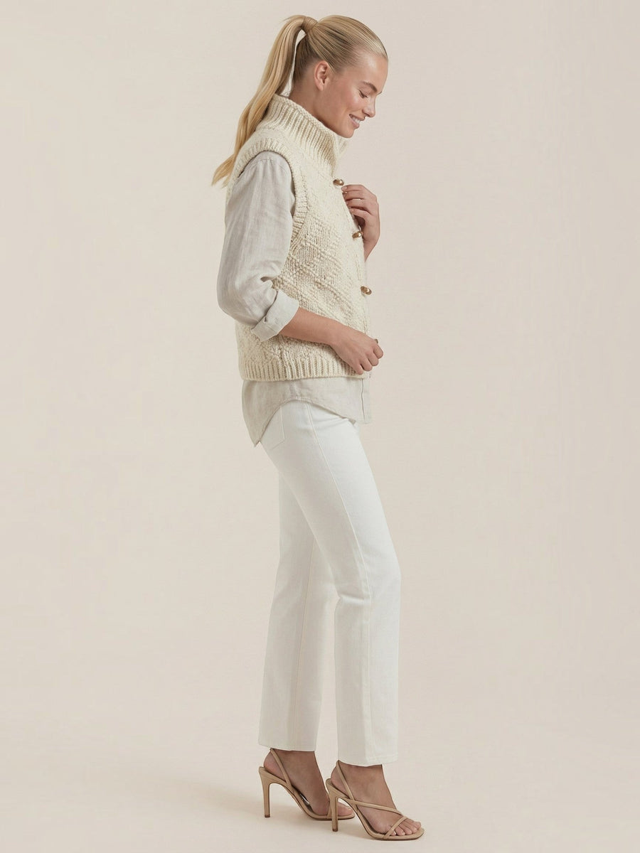 Nellie Cable Knit Wooden Button Vest