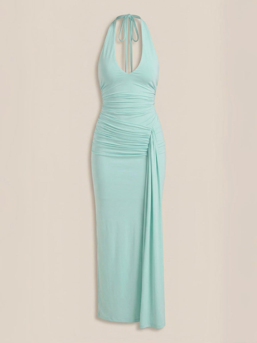 Paulette Halter Neck Draped Maxi Dress