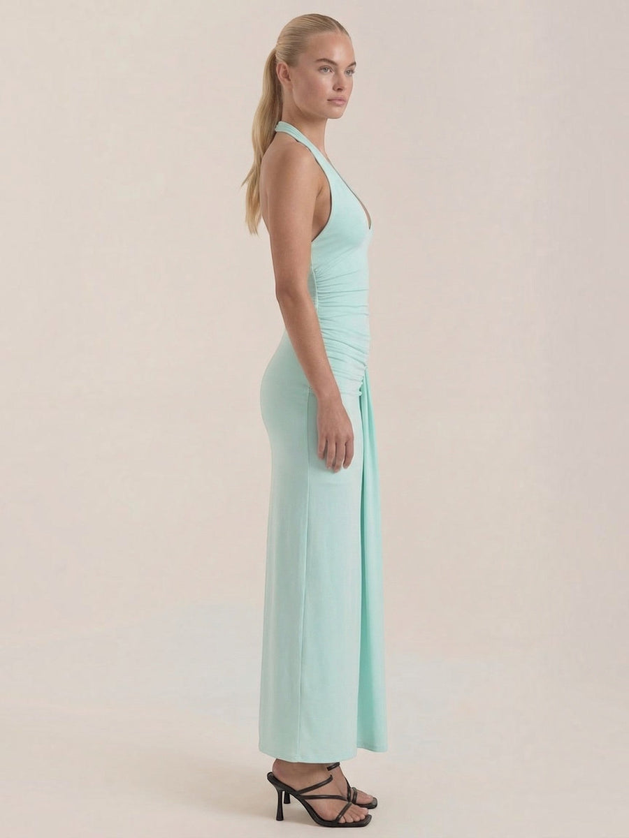 Paulette Halter Neck Draped Maxi Dress