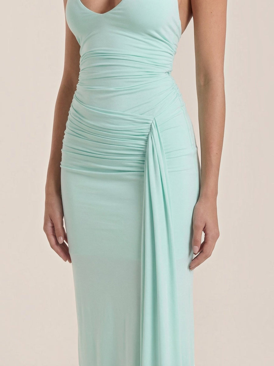 Paulette Halter Neck Draped Maxi Dress