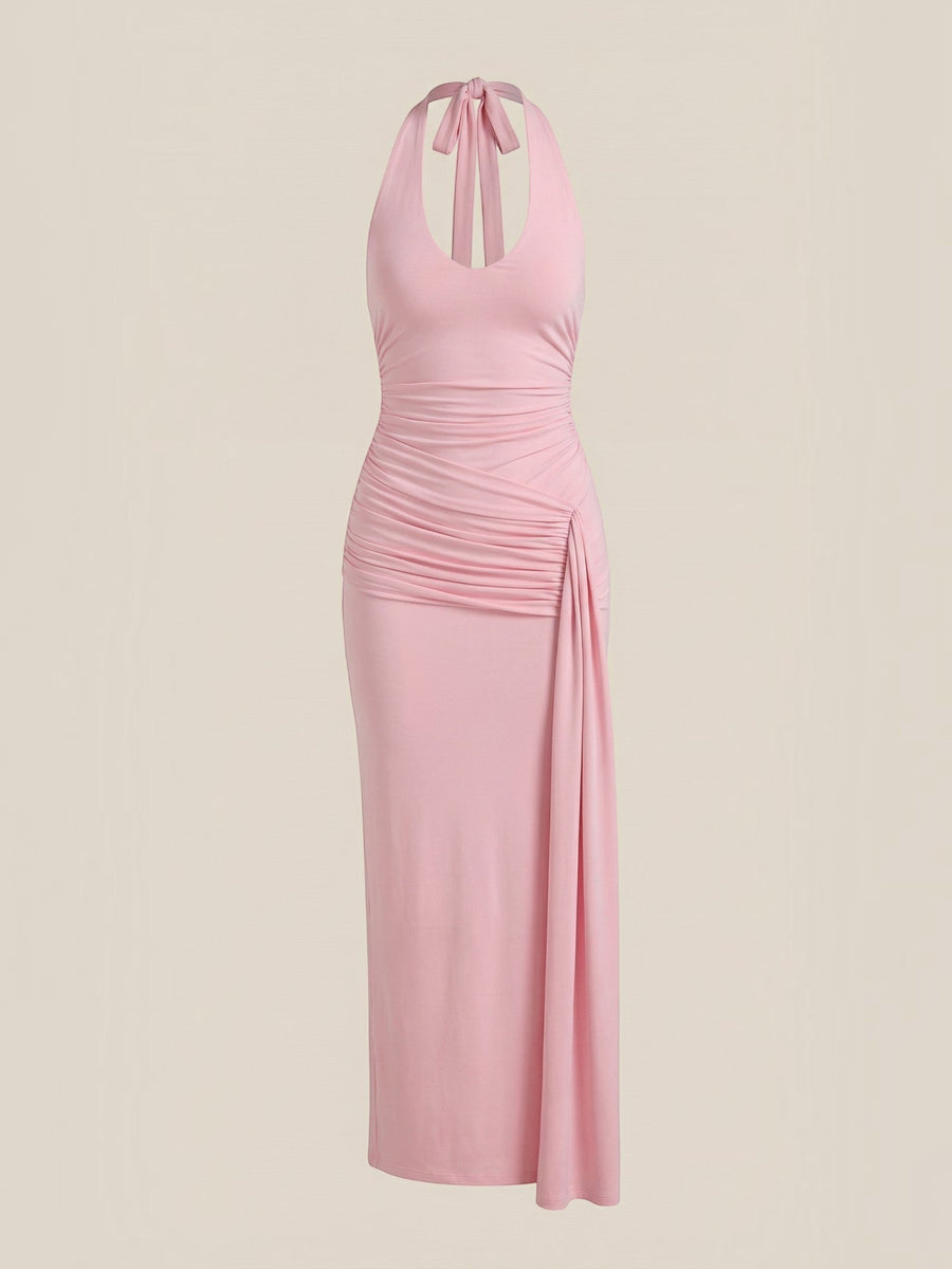 Paulette Halter Neck Draped Maxi Dress