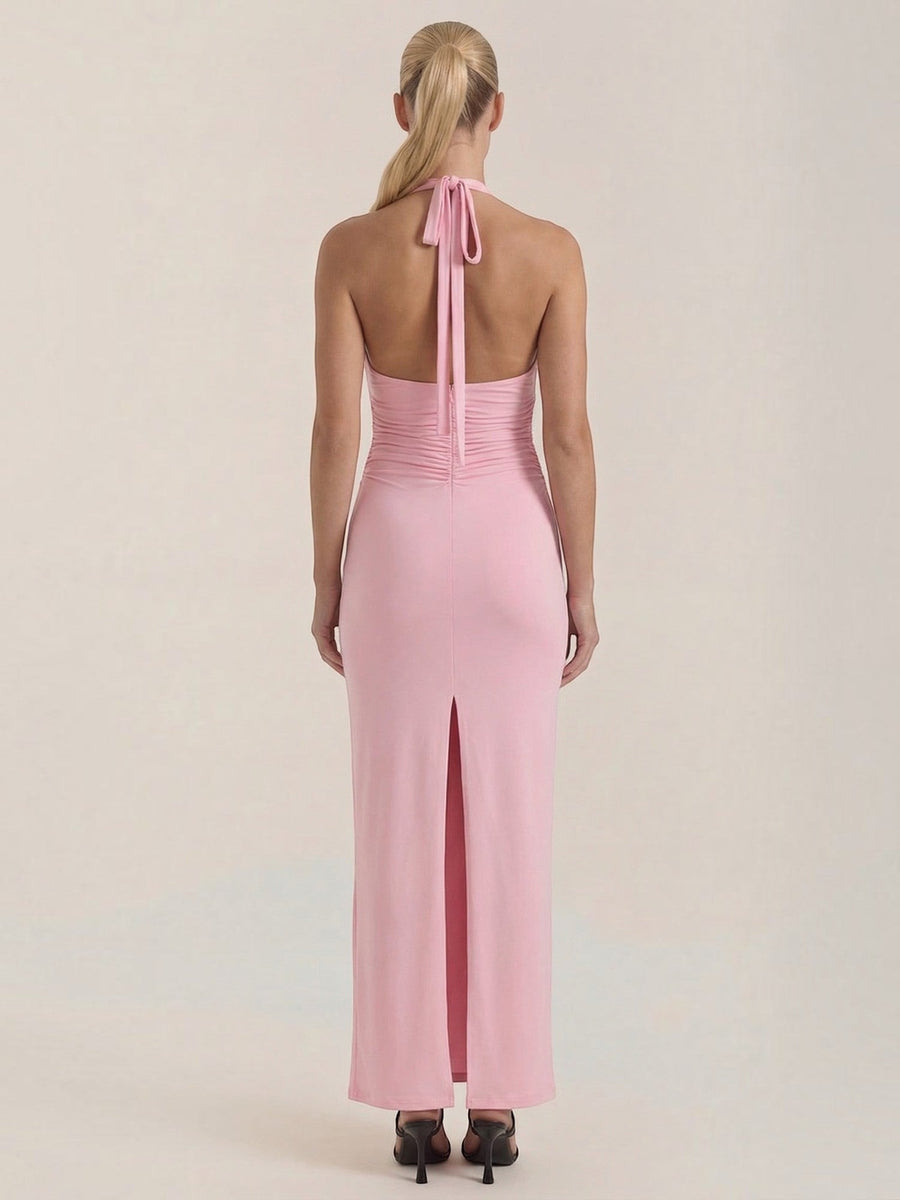 Paulette Halter Neck Draped Maxi Dress