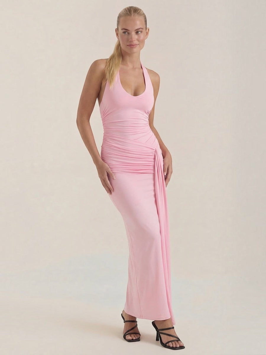 Paulette Halter Neck Draped Maxi Dress