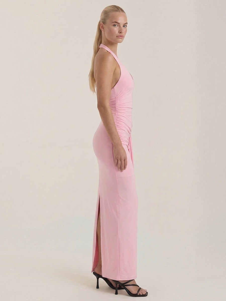 Paulette Halter Neck Draped Maxi Dress