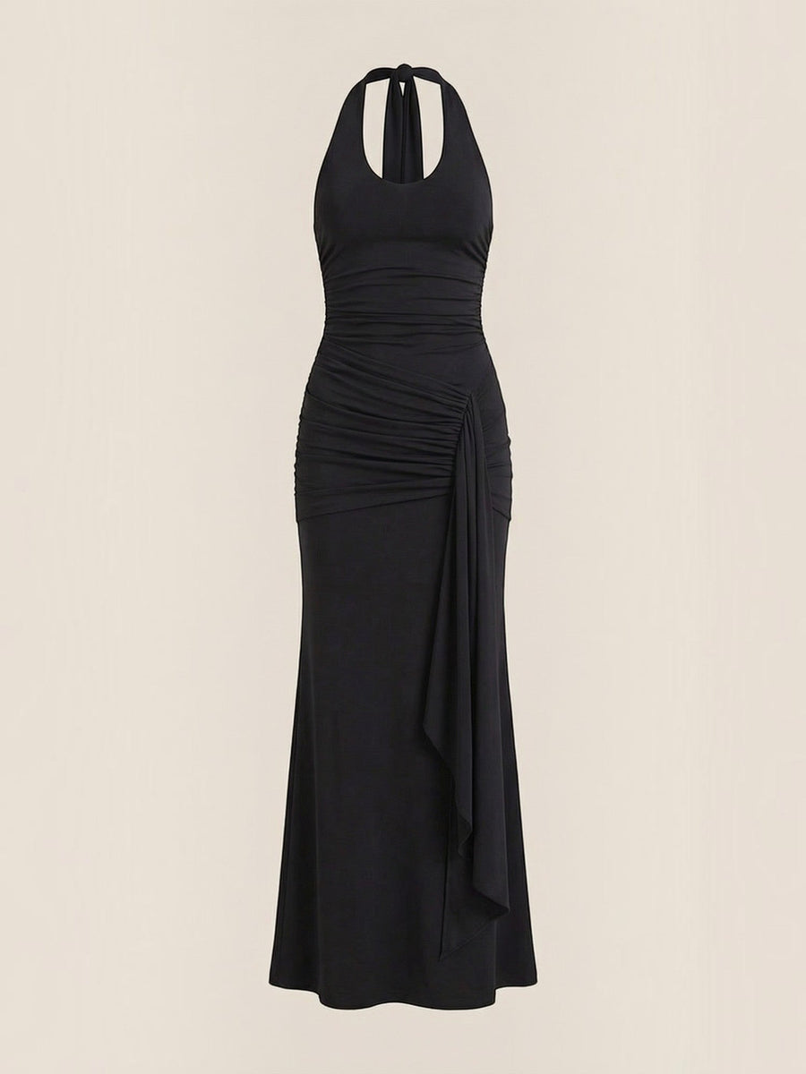Paulette Halter Neck Draped Maxi Dress