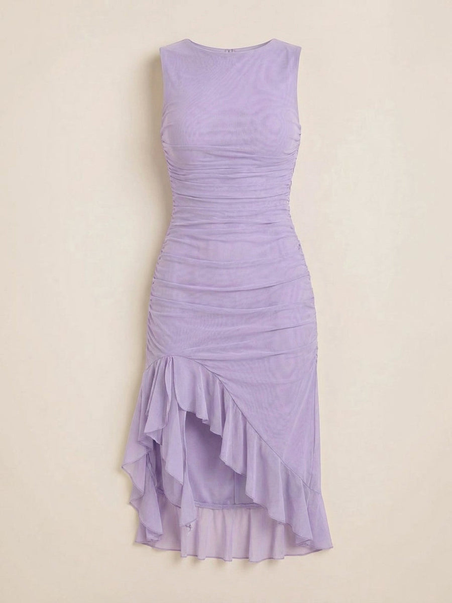 Ramona Asymmetric Ruffle Hem Midi Dress