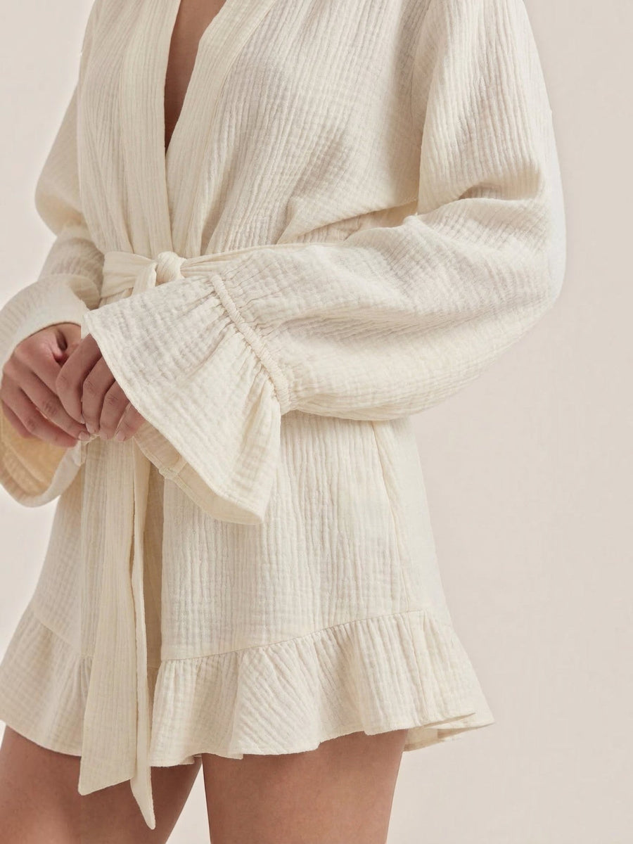 Rebekah Ruffle Wrap Mini Dress with Tie Belt