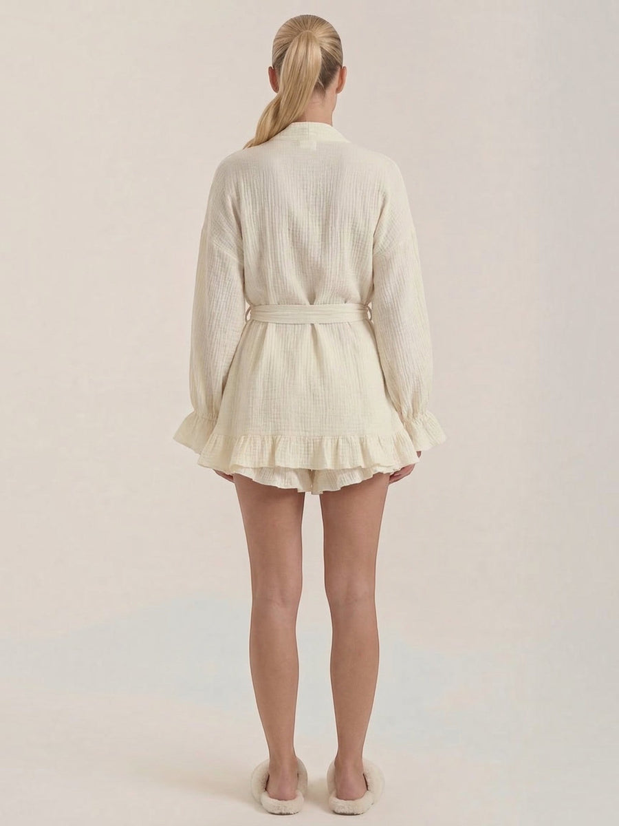 Rebekah Ruffle Wrap Mini Dress with Tie Belt