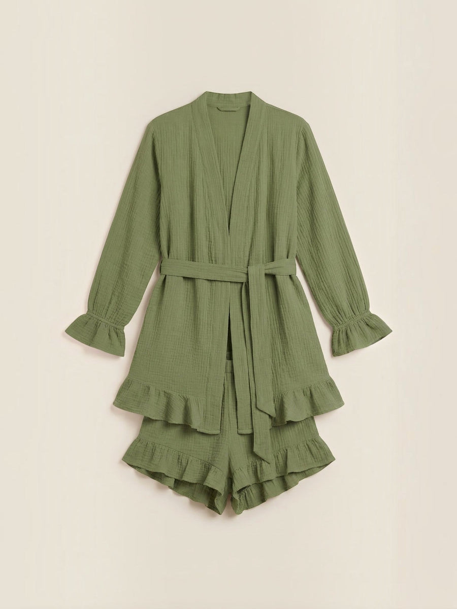 Rebekah Ruffle Wrap Mini Dress with Tie Belt