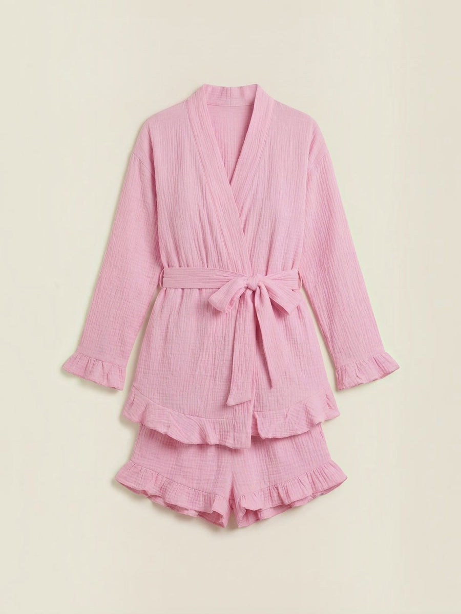 Rebekah Ruffle Wrap Mini Dress with Tie Belt