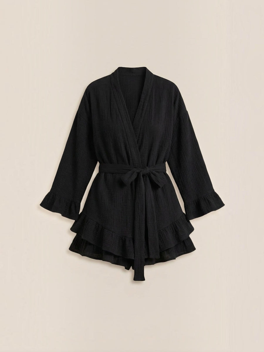 Rebekah Ruffle Wrap Mini Dress with Tie Belt