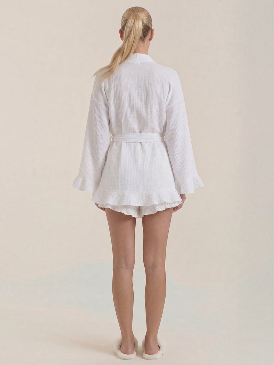 Rebekah Ruffle Wrap Mini Dress with Tie Belt