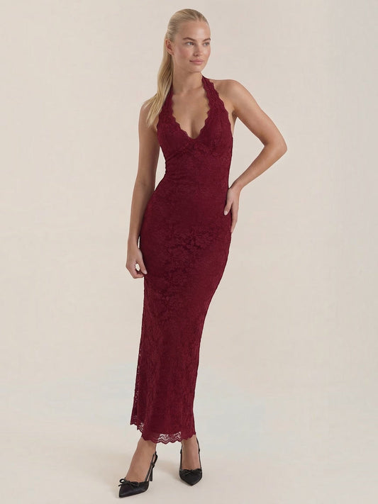 Roxanne Lace Halter Maxi Dress