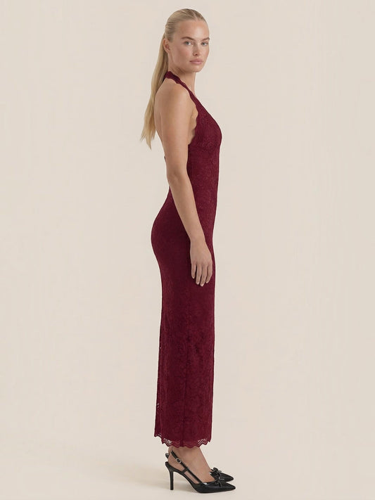Roxanne Lace Halter Maxi Dress