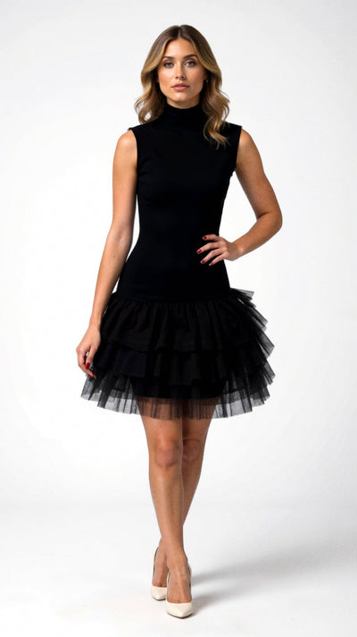 Nadia Mini High Neck Tulle Dress