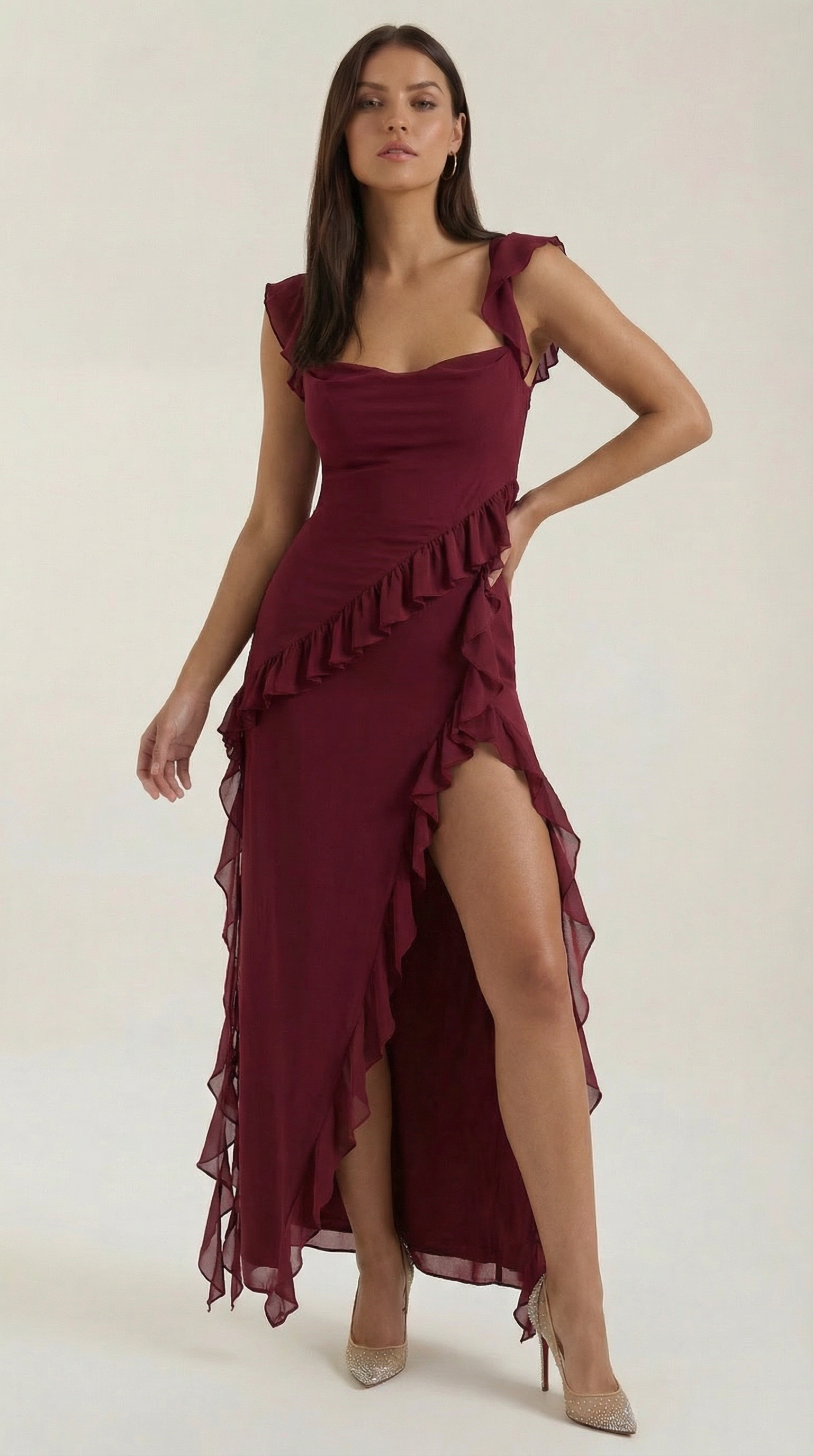 chinese dress ladies Susan Ruffled Maxi Dress