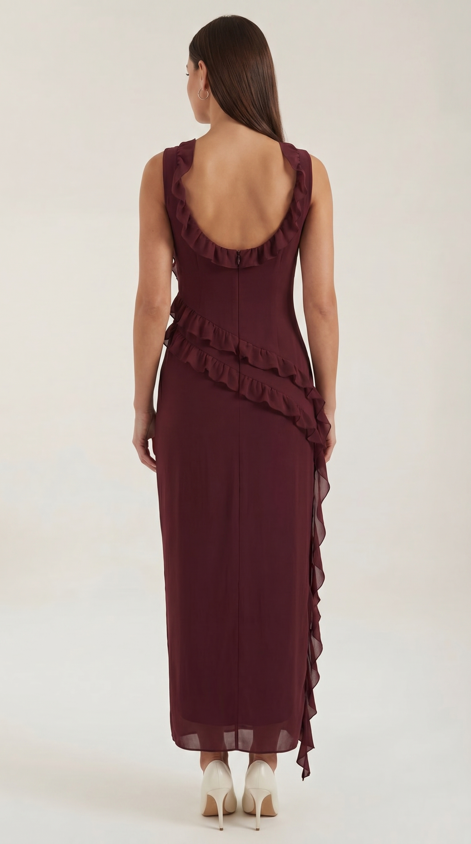 Susan Ruffled Maxi Dress - Baby blue - XL