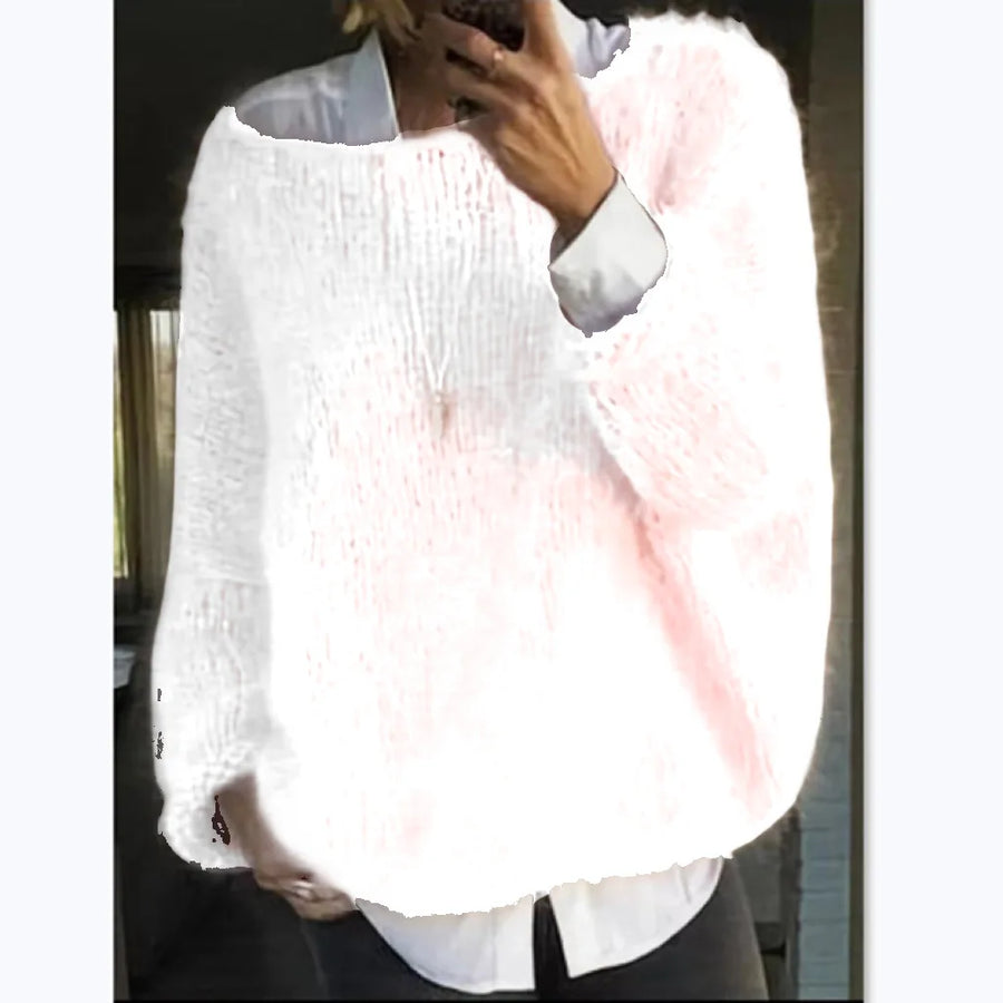 Paola Fluffy Off Shoulder Oversized Sweater