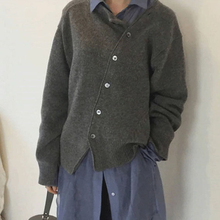 Geeske Asymmetric Button Wrap Cardigan