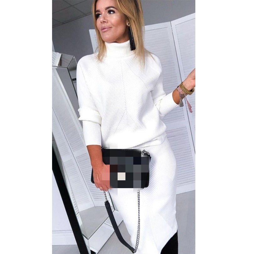 Natalia Ribbed Turtleneck Midi Sweater Dress
