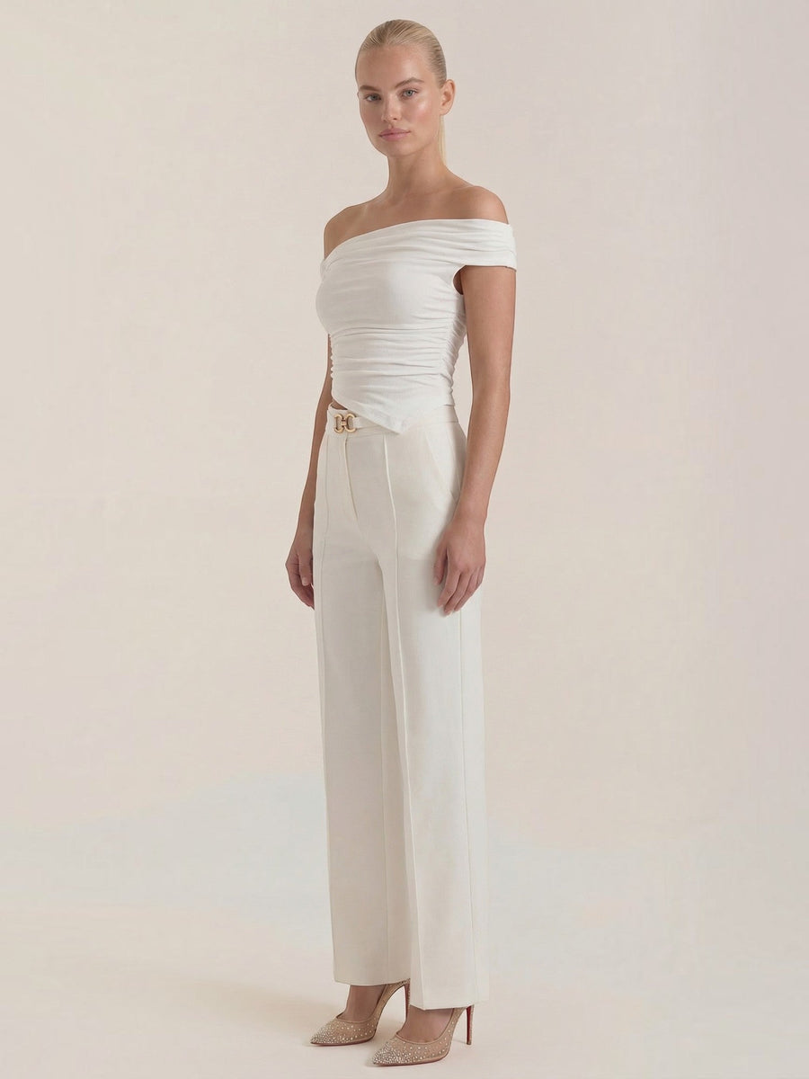 Maxine Buckle Detail Wide Leg Pants