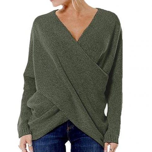 Miruna Wrap Front Ribbed Cotton Sweater