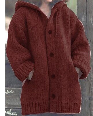 Saskia Long Hooded Button Cardigan