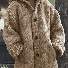 Saskia Long Hooded Button Cardigan