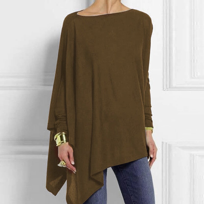 Maeva Asymmetric Hem Oversized Boat Neck Sweater