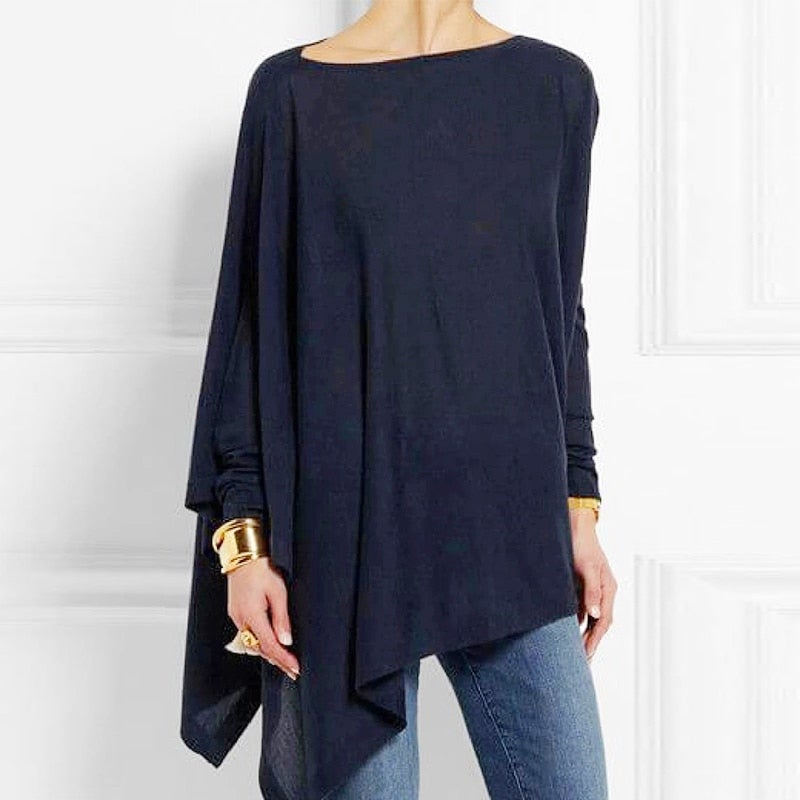 Maeva Asymmetric Hem Oversized Boat Neck Sweater