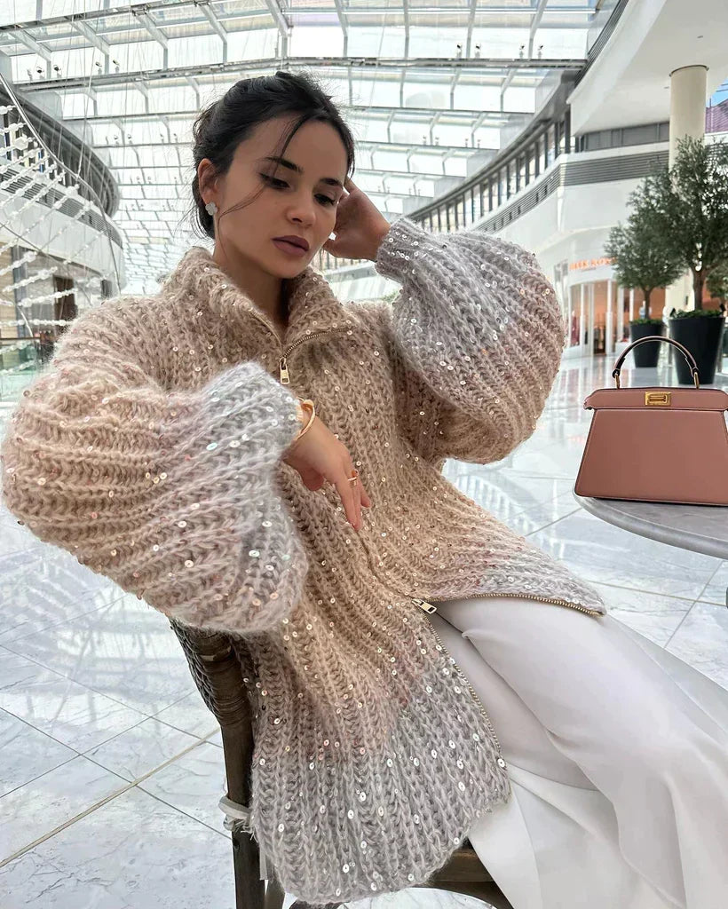Idony Sequin Knit Sweater Jacket